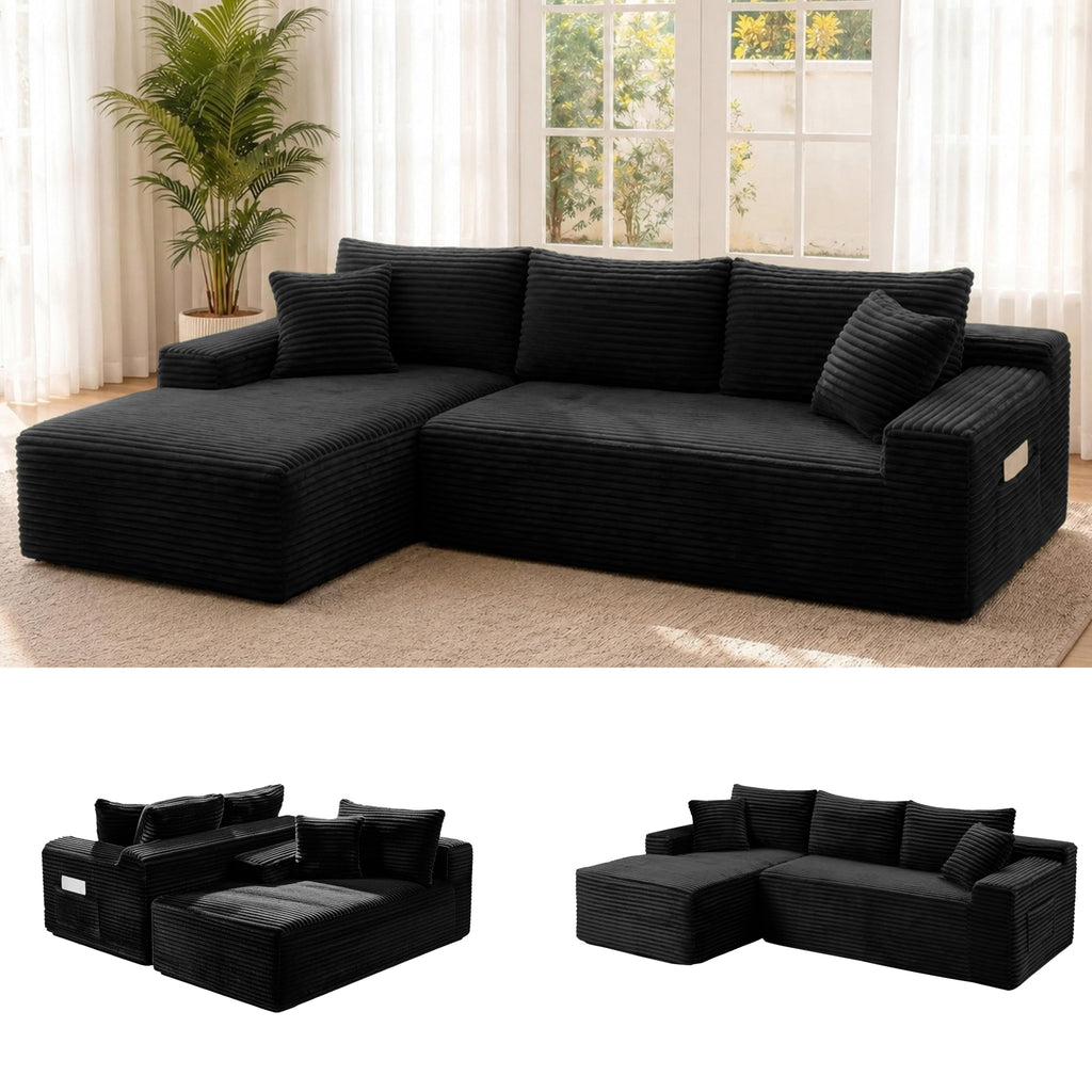 106" Modular Boneless Sofa, Sectional Chaise L-Shaped Couch for Living Room