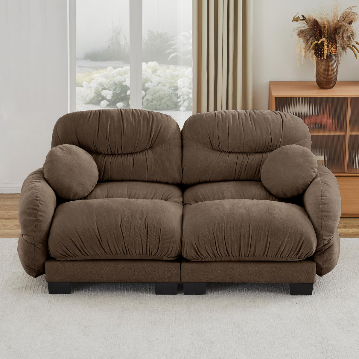116" Cloud Modular Chenille L Shaped Sectional Sofa with Ottoman, Deep Seat Cloud Couch with Interlocking Metal Connectors for Modern Living Room (Beige, 3S+1O)