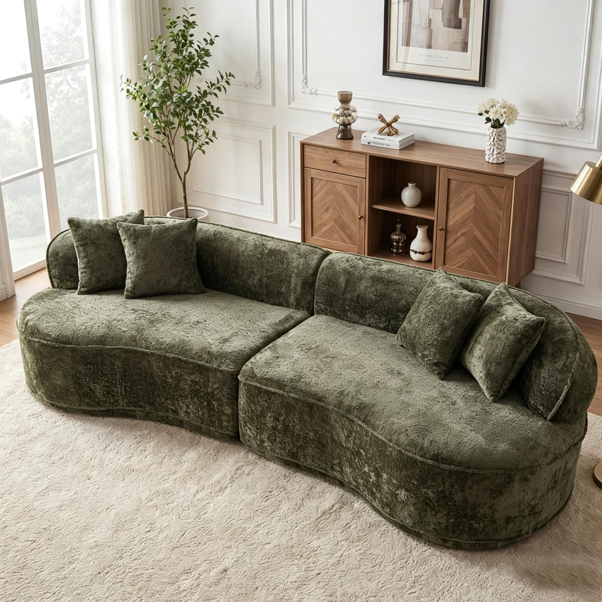 114'' Boneless Sectional Couch, Compression Sofa Oversized Modern Curved Cloud Couch Sectional