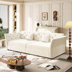 Velvet Pull Out Sofa Bed, Convertible Sleeper Sofa with Deep Seat, Handmade Tufted Back and 2 Pillows, Compact Couch Bed for Small Living Room, Apartment (Light Grey, 100")