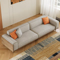 110.24" Mid-Century Modern 4-Seater Sofa, Large Couch with Solid Wood Frame & High-Density Cushions, Upholstered Living Room Sofa for Apartment & Office, Gray