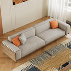 110.24" Mid-Century Modern 4-Seater Sofa, Large Couch with Solid Wood Frame & High-Density Cushions, Upholstered Living Room Sofa for Apartment & Office, Gray