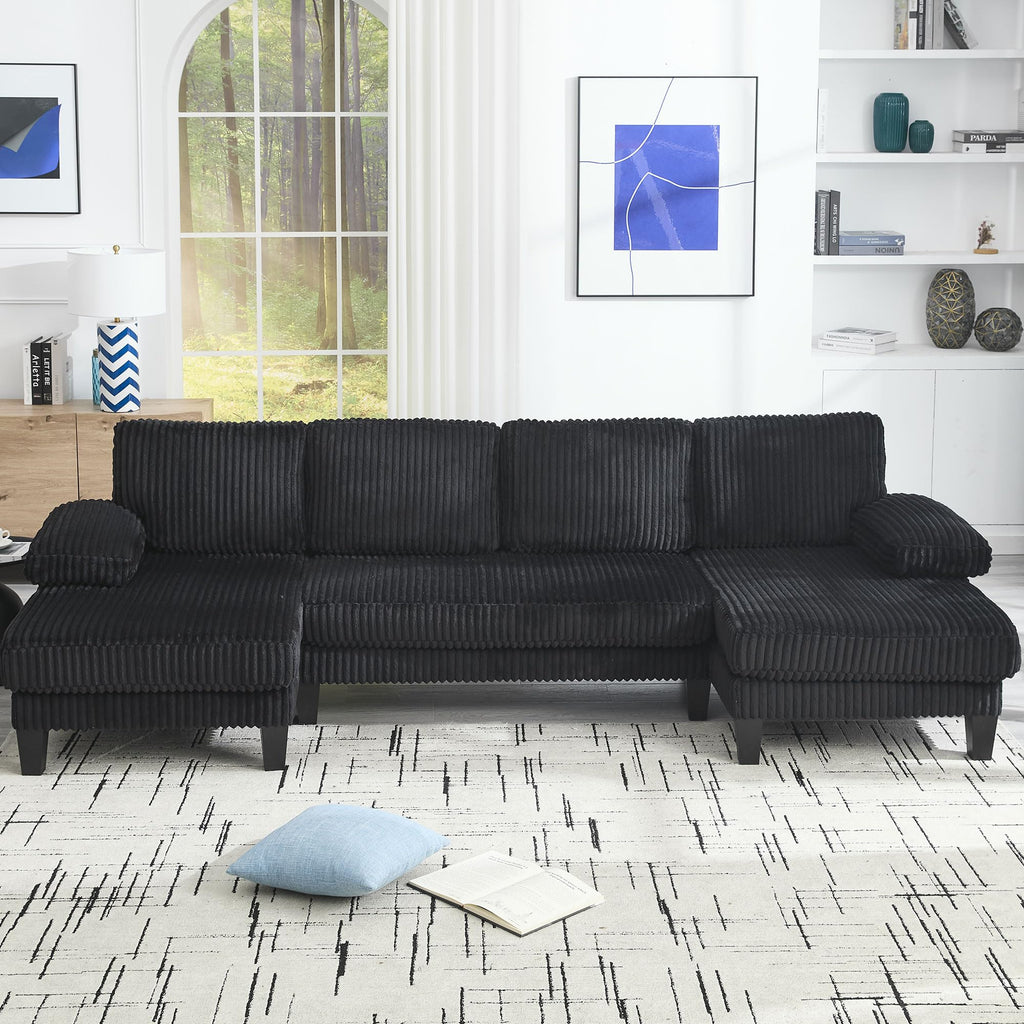 U Shaped Couch with Oversized Seat,4 Seat Sofa with Double Chaise,Comfortable and Indoor Furniture for Living Room,Apartment