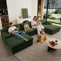 107" Cloud Couch Modular Sectional Couchs with Chaise Lounge, U-Shape Boneless Couches with Ottoman for Living Room, Corduroy Sofa with Deep Seat, No Assembly Required (Green, Left Facing Chaise)