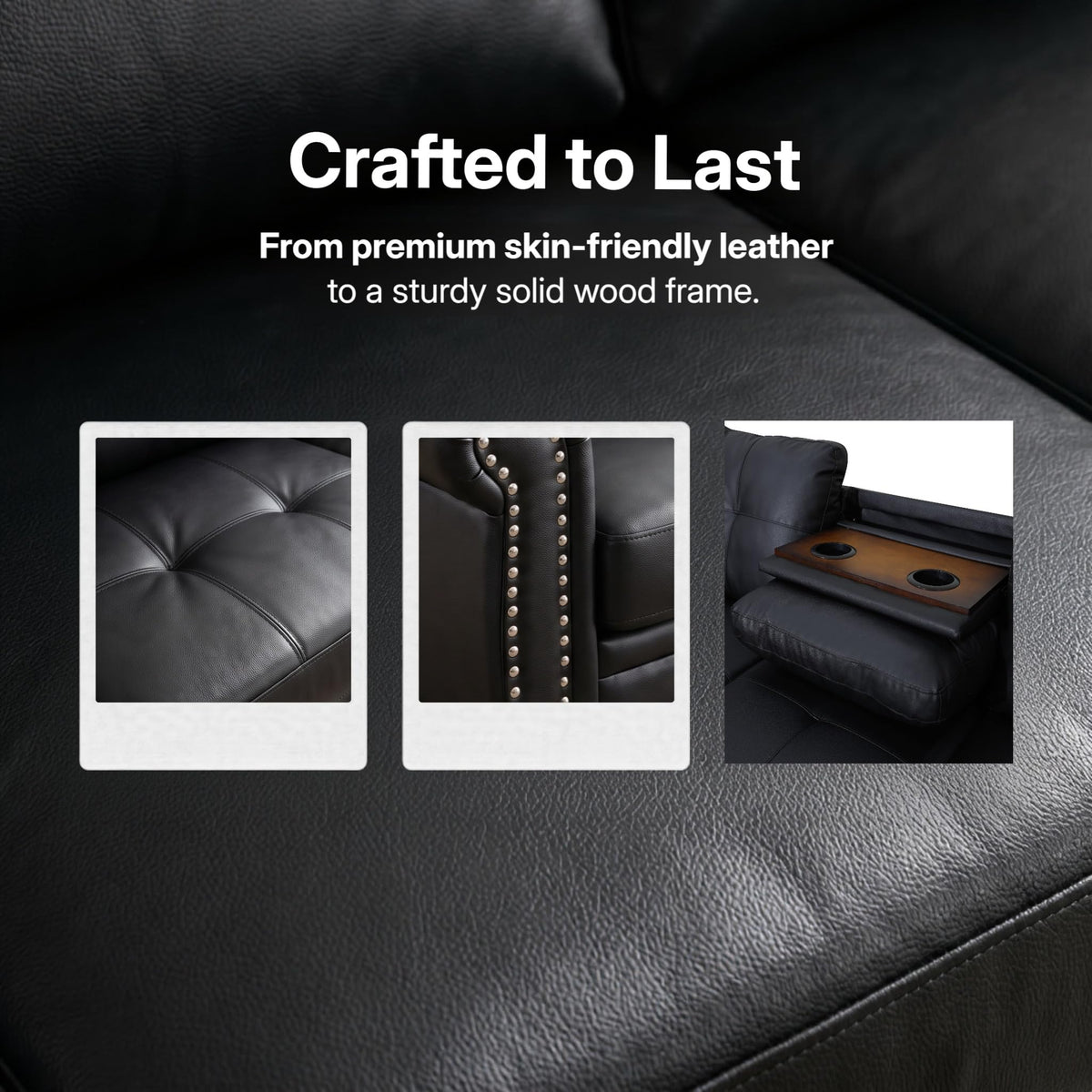Leather L-Shaped Couch Set, 97.5"L x 69.5"W Sectional Sofas Black
