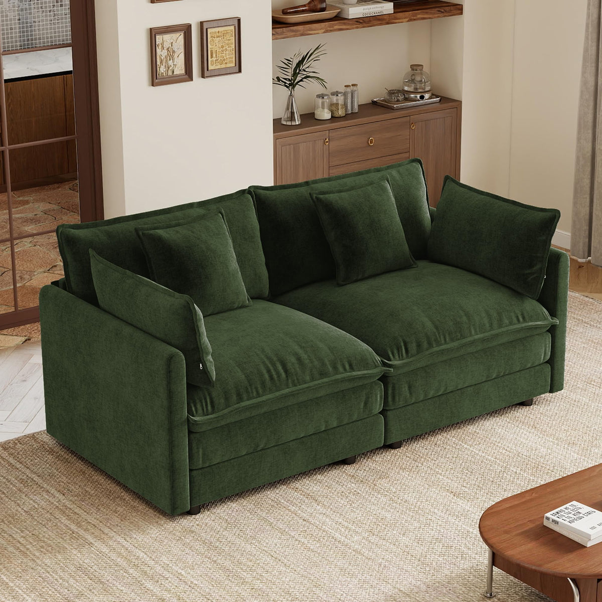 103.8" Modular Cloud Couch Chenille Sectional Sofa L Shaped Couch