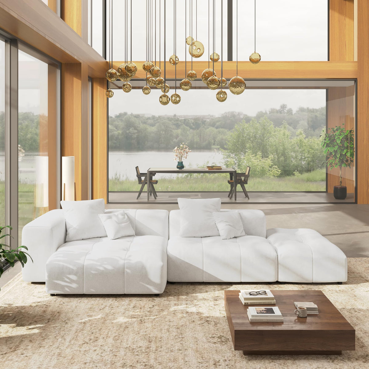 WJShome Oversized Sectional Couches for Living Room,183" V Shaped Couch, 6-Seater Cloud Modular Sectional Sofa, Linen Deep Seat Cloud Couches for Living Room,White