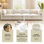 U-style 133.5" Upholstered Modular Sofa with Storage Space, USB Charge Por