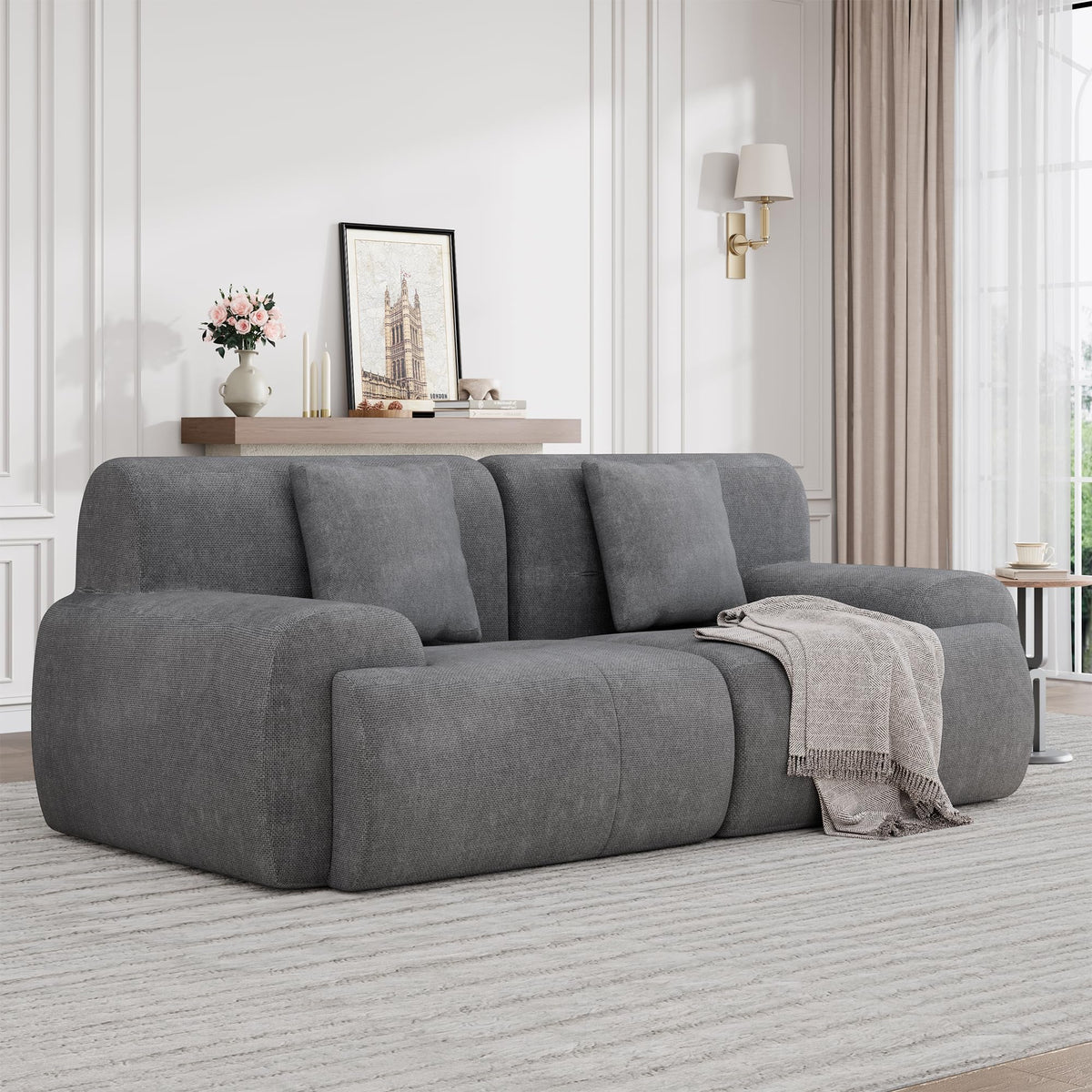 U Shaped Sectional Couch, Modular Cloud Couch Sofa, Boneless Sectional Sofa with Corduroy Fabric, Large Couches for Living Room,Green