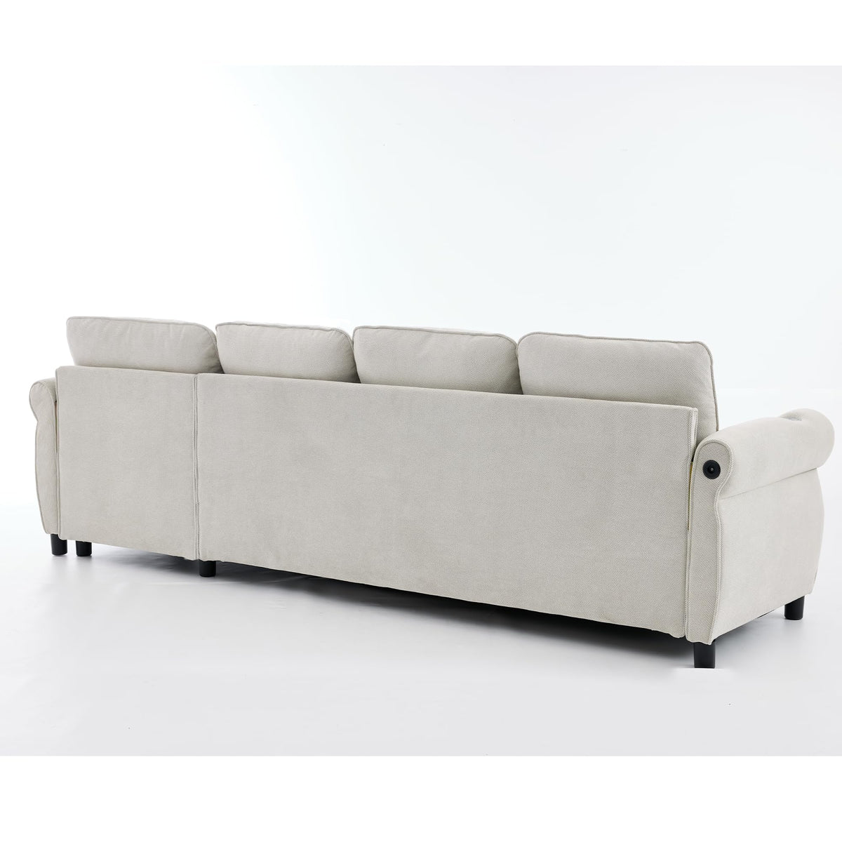 106'' Flannelette Fabric L Shaped 4 Seater Modular Sleeper Couch, 2-in-1 Pull Out Sofa Bed with USB Charging Ports, Memory Foam Mattress, and Storage Chaise for Living Room (Beige, 106'' L Shaped)