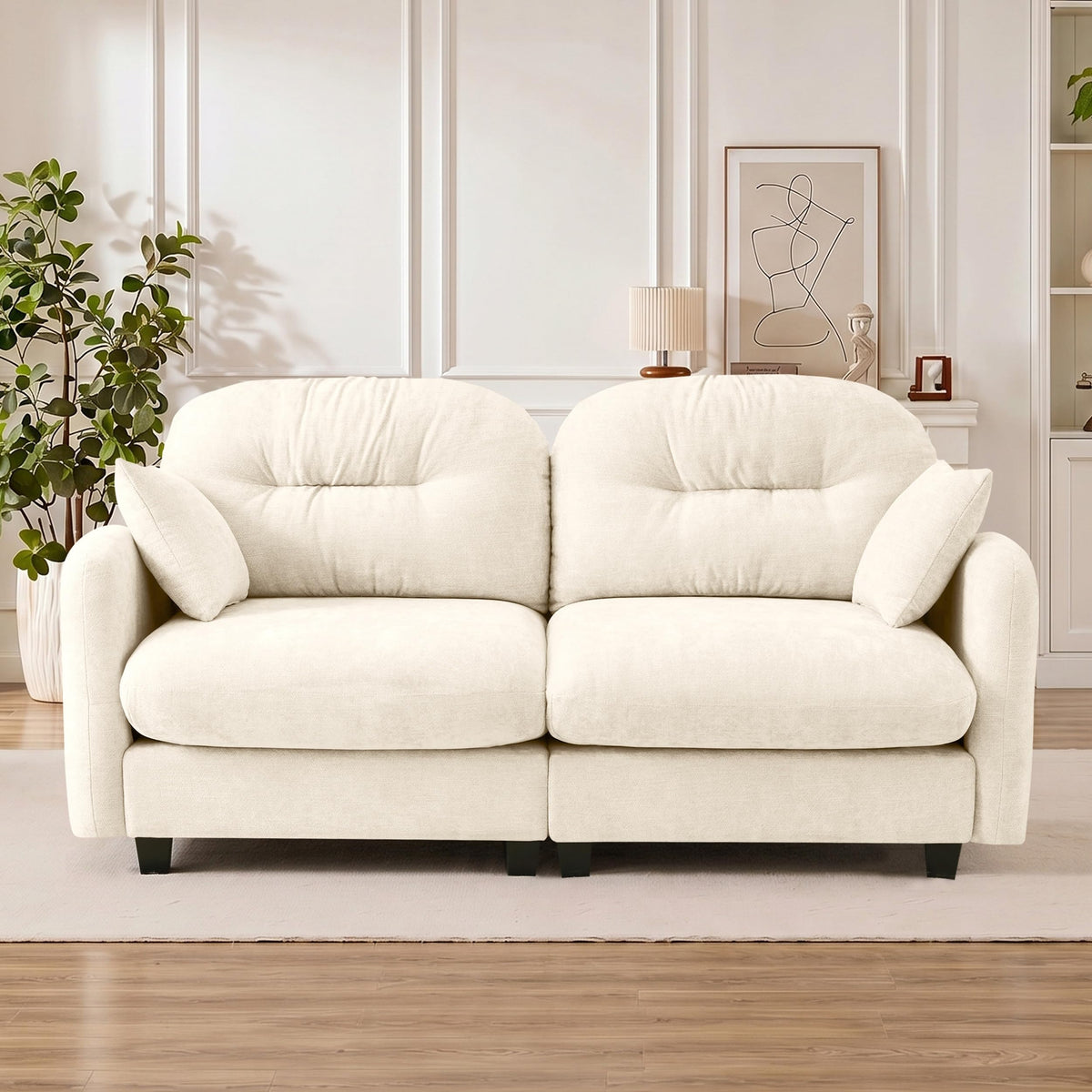 107" Modular Sectional Sofa with Ottoman Pink Chenille L Shaped Couch