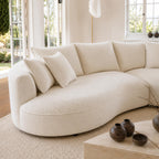 124.8" Modern Curved Sectional Sofa with Chaise, Upholstery Boucle Sofa with Pillows,Sectional Couch for Living Room - (Beige,Right Hand Facing)
