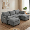 108" Modular Sectional Sofa Cloud Couch - U Shape Sofa with Charging Station Side Storage - Chenille Comfy Couches with Ottoman Movable for Living Room Bedroom Apartment Office, Dark Grey