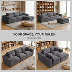 108" Cloud Sectional Sofa, L-Shape Modular Couch with Chaise & Ottoman, Corduroy Fabric, Oversized Deep Seat Sofa, Interchangeable Sections for Living Room or Offices