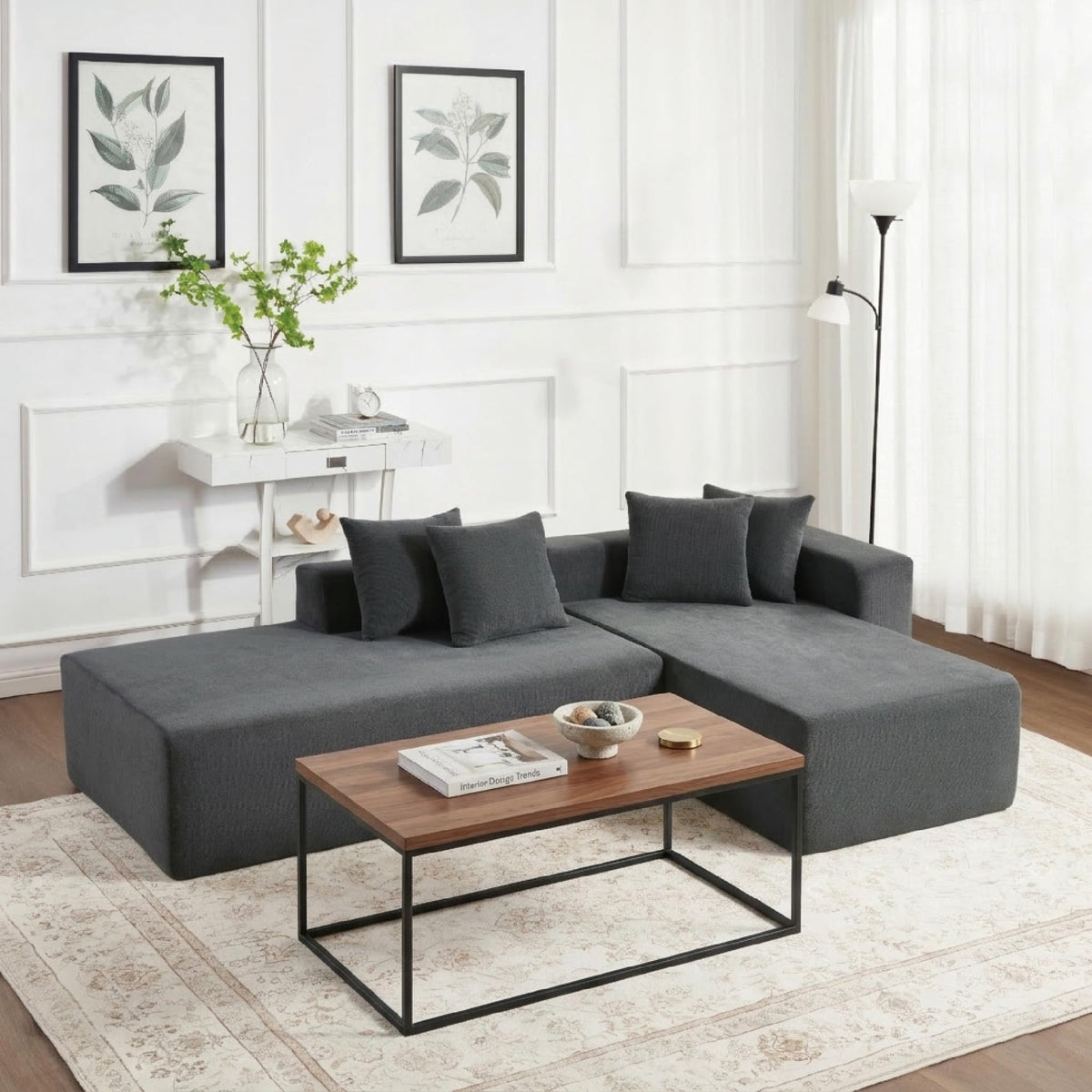 VidaNaticle 95" Boneless Modular Sectional Cloud Couch, Beige
