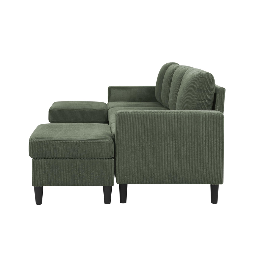 Tidyard Cordory Upholstered Modular Sectional Sofa with 2 Ottomans, Durable Corduroy Fabric, Modern Design with Tall Legs, Easy Assembly, No Tools Required