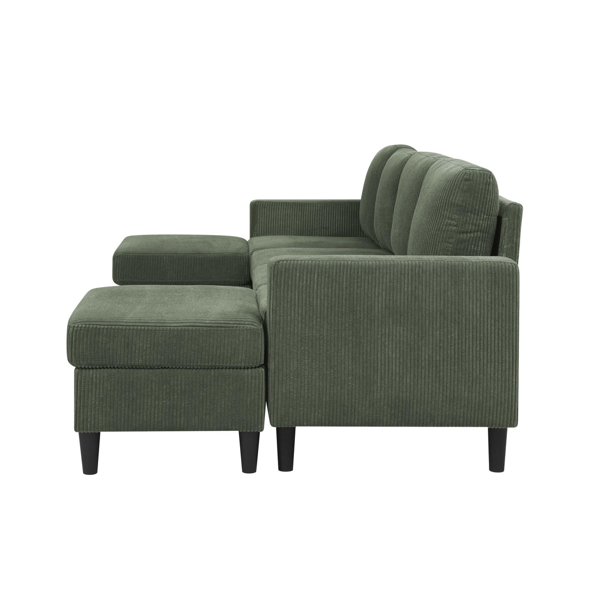 Tidyard Cordory Upholstered Modular Sectional Sofa with 2 Ottomans, Durable Corduroy Fabric, Modern Design with Tall Legs, Easy Assembly, No Tools Required
