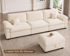 116" Oversized Modular Sectional Sofa with Gas-lift Storage Ottoman L-shape