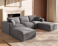 111" Modular Sectional Sofa, U Shaped Cloud Boneless Couch Gray