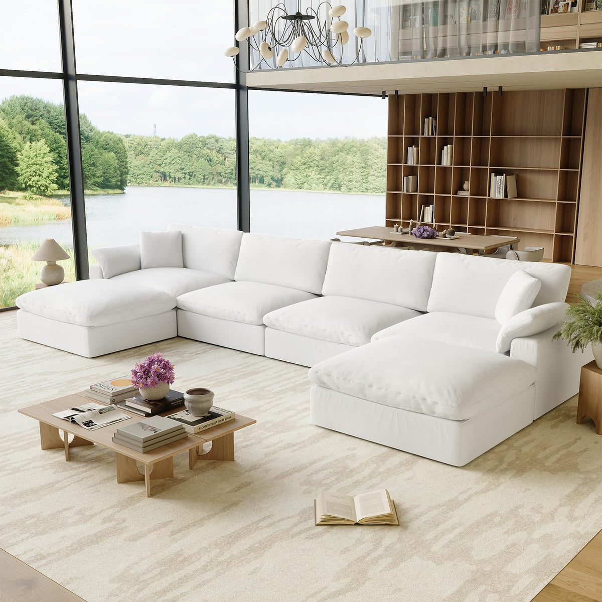 110.8" Oversized Cloud Modular Sectional Sofa, L Shaped Couch,White