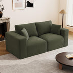 79" Modular Sectional Sofa, Cloud Couch Loveseat Memory Foam Boneless Couch with Chaise, Cozy Upholstered Corduroy Floor Couch, No Assembly Required Living Room Furniture for Apartment, Beige