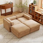 109'' Modular Sectional Sofa, Oversized 4 Seat L Shaped Couch with Storage Ottoman, Extra Deep Seat, Modern Comfy Convertible Chenille Sofa with Chaise, Lounge Couches for Living Room, Camel