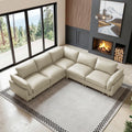 126" L Shaped Faux Leather Couch with Deep Seat for Living Room, Grey