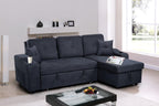 Tidyard Right-Facing Sectional Sofa with Footrest, Convertible Corner Couch with Storage Armrest, Pull-Out Sofa Bed, Double Cup Holders, Dark Grey, Modern Living Room Furniture