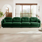 107" Modular Sectional Sofa, Comfy U Shaped Cloud Couch with Ottoman, Chenille Sofa Sleeper Deep Seat Sofas with Throw Pillows for Apartment-Camel
