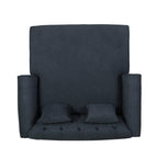 Tidyard Love Seat Chaise Lounge with Button Tufting and Diamond Stitching, 58.? D x 6? W x 34.? H, Polyester Fabric with Birch Wood Legs, Includes 2 Accent Pillows