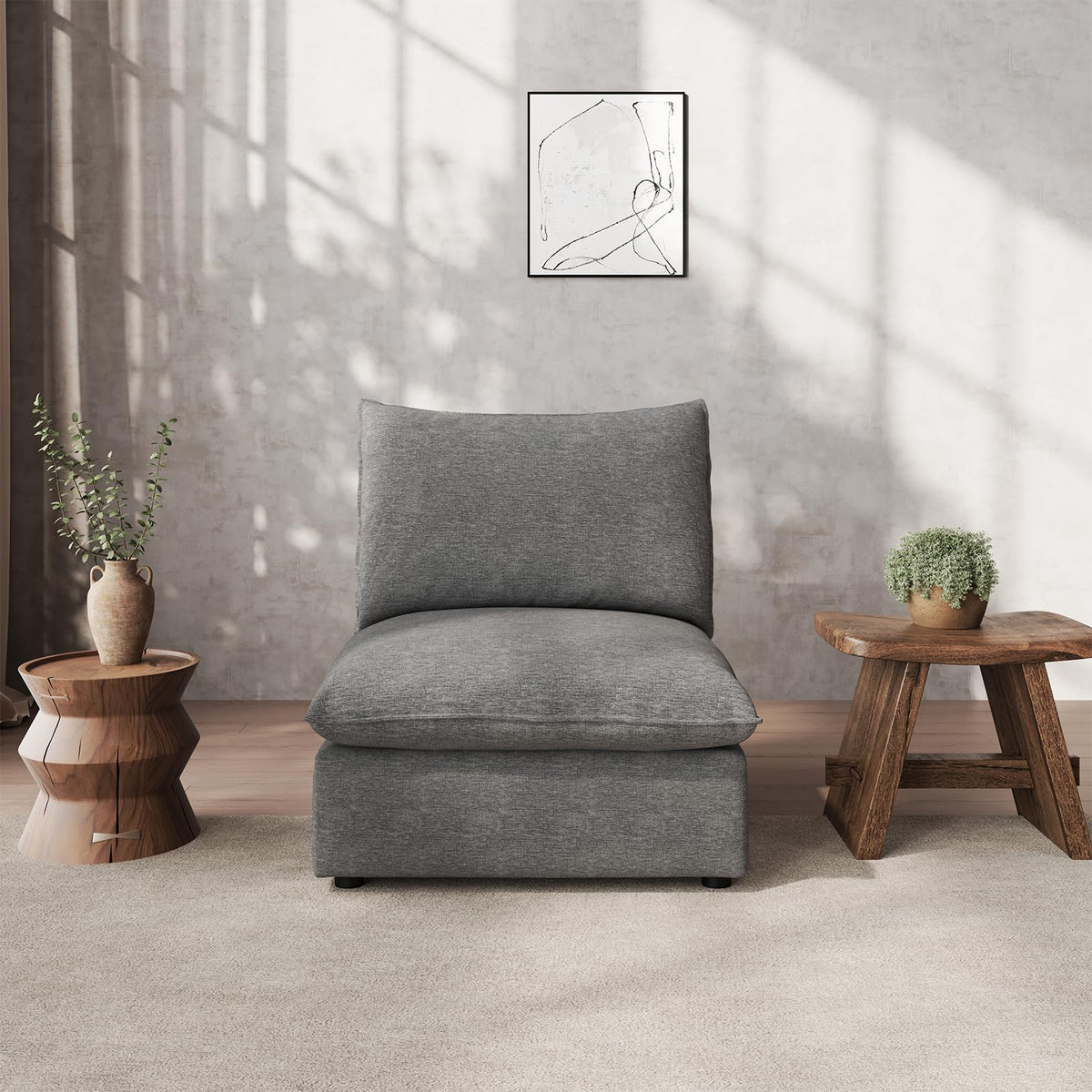 Waterproof Cloud Sectional Couches,High Backrest Down Filled Sofa for Living Room,94.5" Modular Sofas L-Shaped with Ottoman,Detachable Couch Covers,Cream White