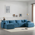 [NEW SKU of N723S1687C] 136" Chenille Modular Sectional Sofa with Deep and Wide Seat, U-Shaped Cloud Couch Set with Double Cushions, 6 Seat Sofa with Movable Ottoman, Oversized Indoor Furniture Enhan