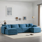[NEW SKU of N723S1687C] 136" Chenille Modular Sectional Sofa with Deep and Wide Seat, U-Shaped Cloud Couch Set with Double Cushions, 6 Seat Sofa with Movable Ottoman, Oversized Indoor Furniture Enhan