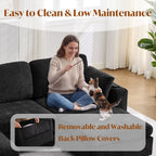 URRED 106" Modular Sectional Sofa with Storage, Convertible U Shaped Couch with Movable Ottoman, 5 Seat Modern Chenille Sectional Sofa for Living Room (Black, 106'')