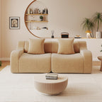 115.3" Modular Sectional Couches for Living Room, Teddy Deep Seat Sofa, 3 Seater Boneless Couch with 2 Ottoman,Orange