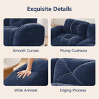 U-Shaped Boneless Sofa, Tufted 32d High Density Sponge Bottom, Anti-Slip Design, No Assembly Required, Free Combination, Movable Ottomans for Living Rooms, Home Theater, Blue