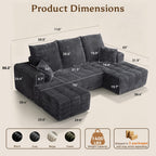 110" U Shaped Boneless Couches for Living Room, Cloud Couch with Ottoman