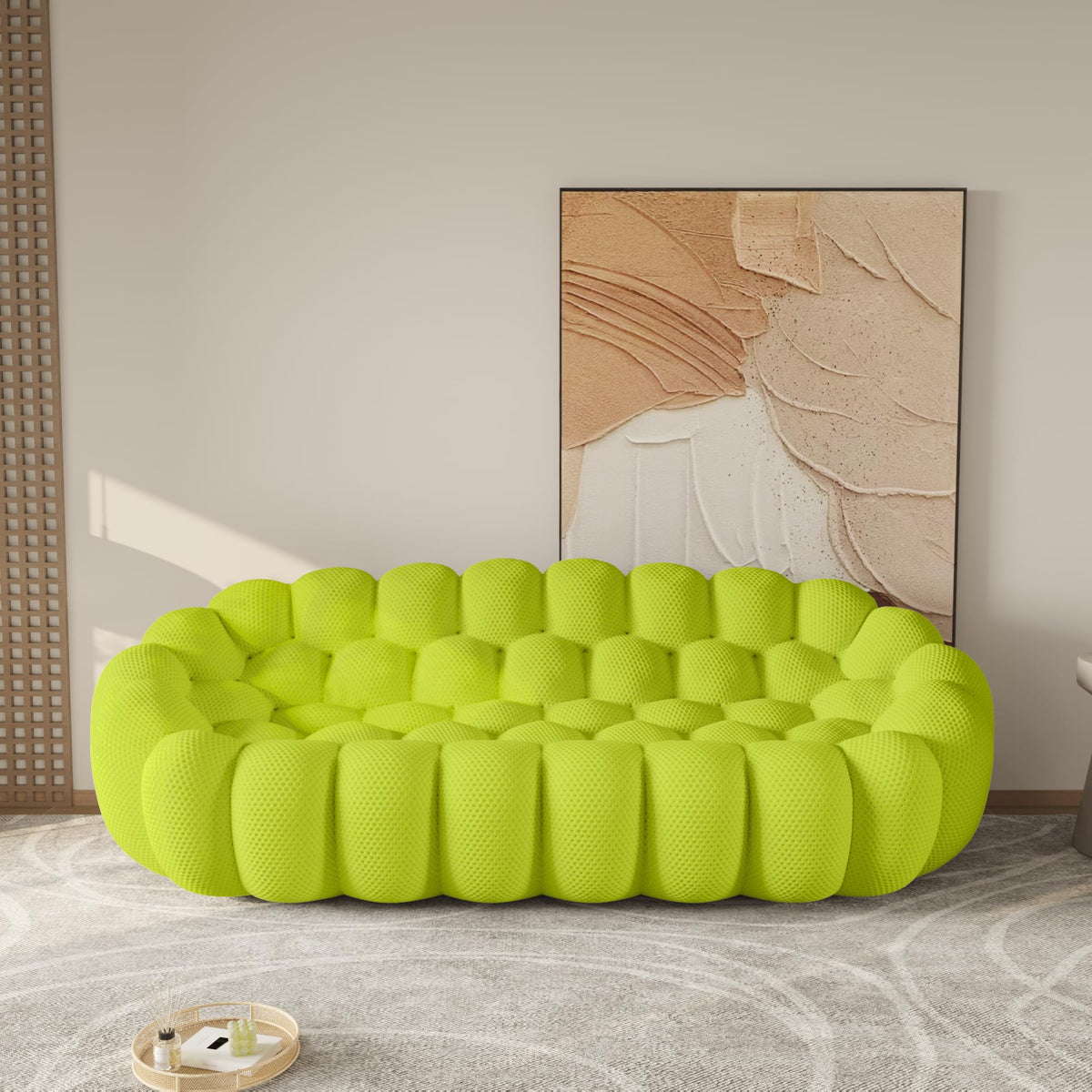 WJShome Modern Bubble Sofa Couch, 79.53" Curved Sofas for Living Room, Boneless Large Bean Bag Chair,Deep Seat Floor Sofas Chair Lounge 3 Seater for Home,Orange