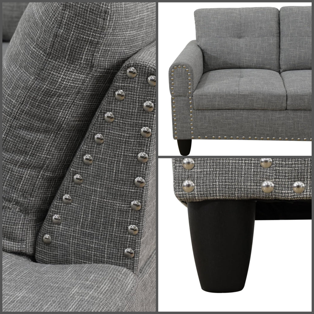 97.5" L Shaped Couches for Living Room, Sectional Couch Living Room Furniture with Storage Ottoman, Modular Sectional Sofa with Movable Chaise for Apartment Office, Grey