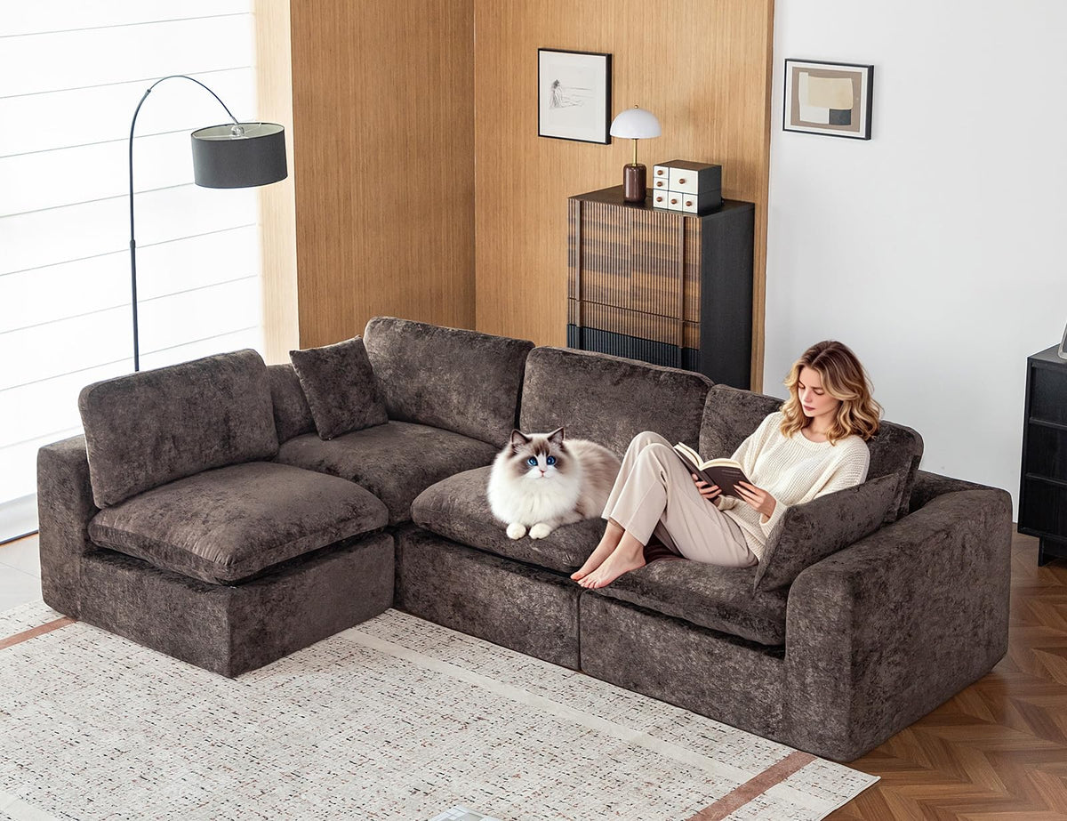 115" Cloud Sectional Couch, Boneless Couches for Living Room