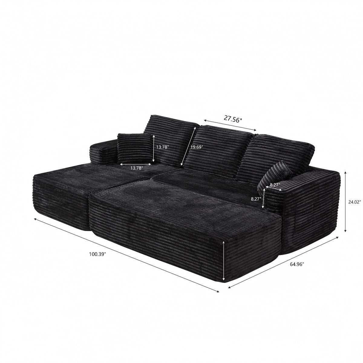 100.39" Modular Sectional Sofa with Flexible Layout, No Assembly Required
