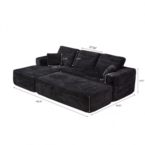 100.39" Modular Sectional Sofa with Flexible Layout, No Assembly Required