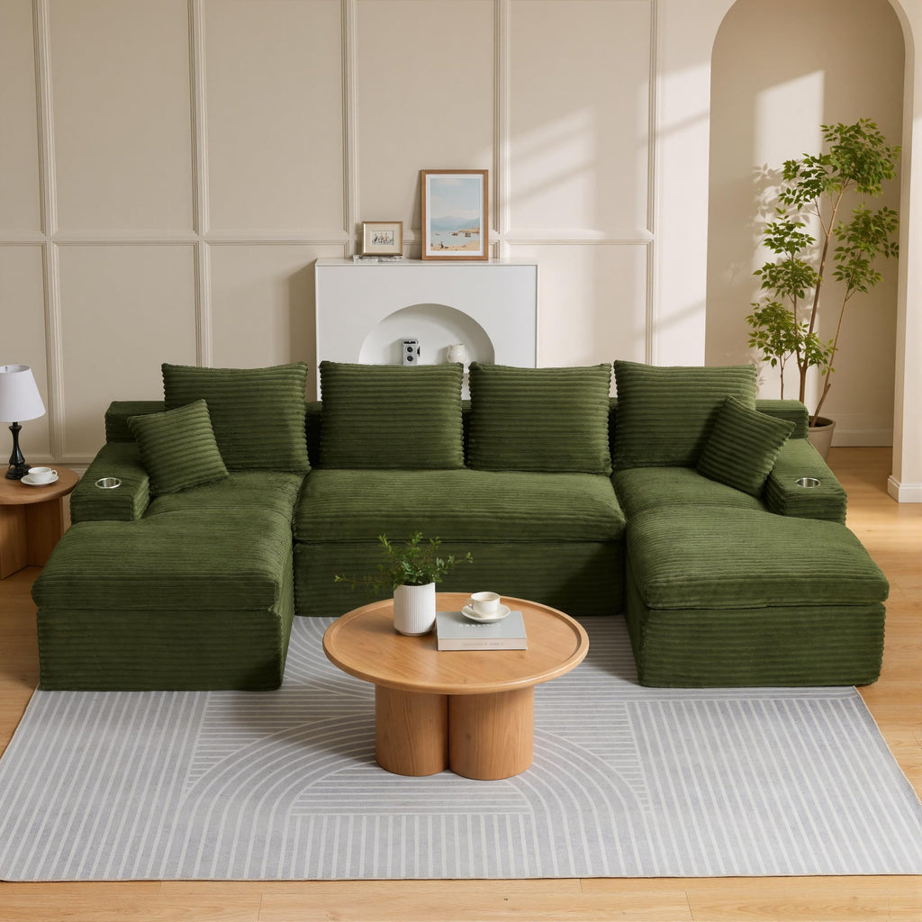120" U Shaped Sectional Couches, Modular Sofas with Chaise