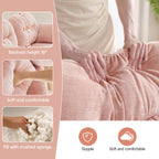 107" Modular Sectional Sofa with Ottoman Pink Chenille L Shaped Couch