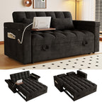 108”Pull Out Sofa Bed, U Shaped Sleeper Sofa for Living Room, Black