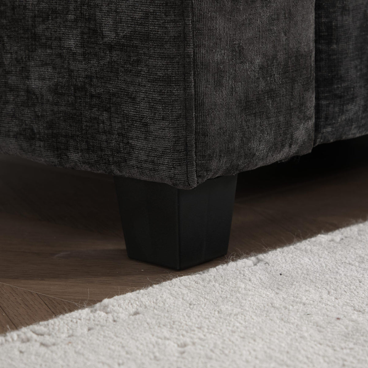 Wider Armrest 3 Seats (Ottoman is not Included), Sectional Couch, for Living Room Bedroom and Apartment, Comfy Double Layer Upholstered Seat Cushion, Breathable Chenille Fabric,Black,SW5044BK GE681