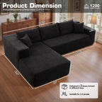 106" Cloud Sectional Couch with Chaise Lounge,L Shaped Modular Modern Sofa,Comfy Corduroy Fluffy Sofa with Deep Seat,No Assembly Required Couch for Living Room(Left,Stripe Corduroy,Black)