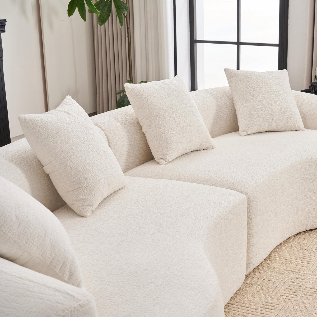 110'' Curved Boneless Sofa, Compression Sofa Modular Sectional Couch