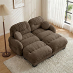116" U Sectional Couches for Living Room, 3 Seater Modular Couch with 2 Ottoman, Cloud Sofa with Soft Chenille Fabric, High-Density Foam Cushion, Living Room Furniture, Beige