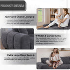 118-Inch Luxury Curved Sofa Modern Sectional Couch for Living Room Oversized L-Shaped Comfort Chenille Cloud Couch with Deep Seating for Family Gatherings,Daily Usage (Gray,Left Facing)